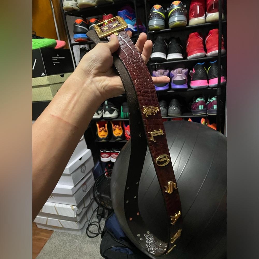 Christian Audigier Leather Studded Accents Belt